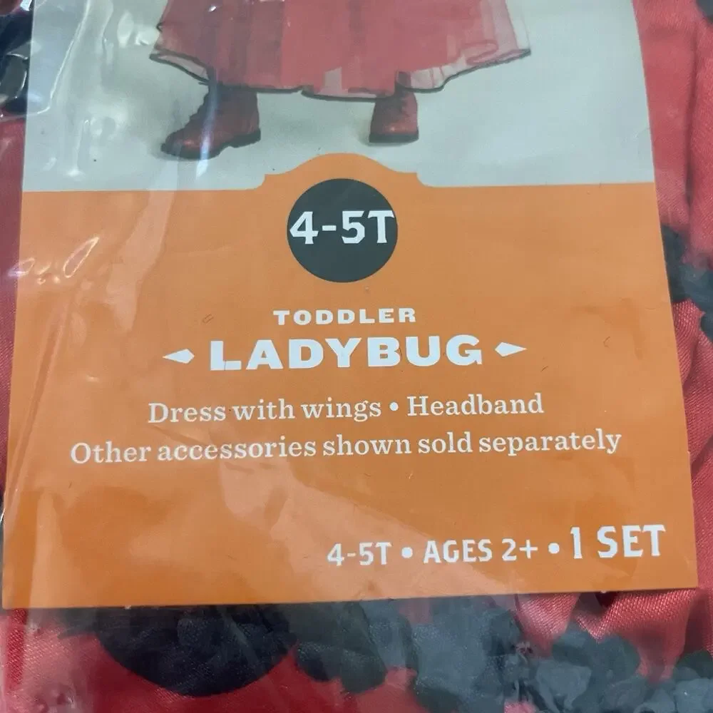 Toddler Ladybug Halloween Costume Dress Headpiece & Wings 4T 5T Hyde And‎ Eek